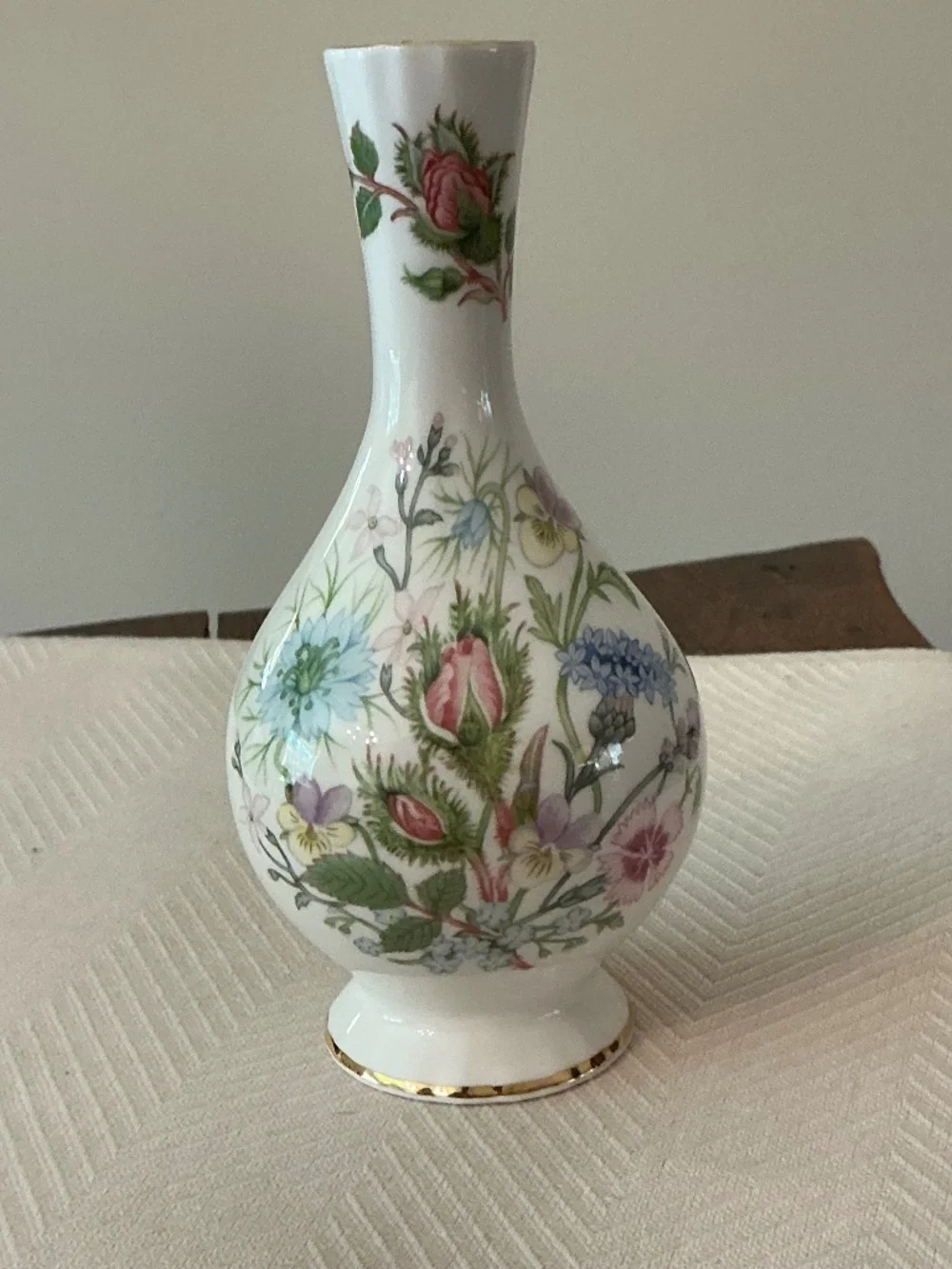 Vintage Aynsley fine bone china bud vase in the Wild Tudor